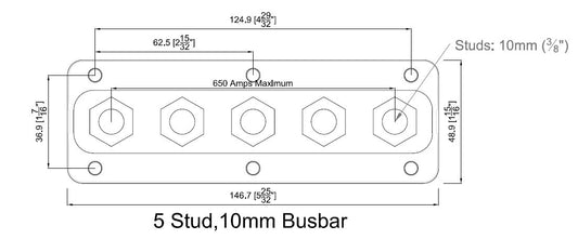 Bep Heavy Duty Buss Bar 5 3/8"" Studs 650 Amp