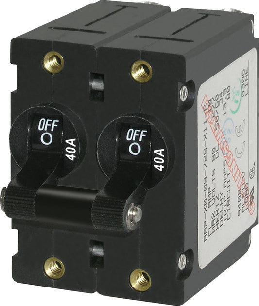 Blue Sea A-series 40 Amp Circuit Breaker Black Toggle Double Pole