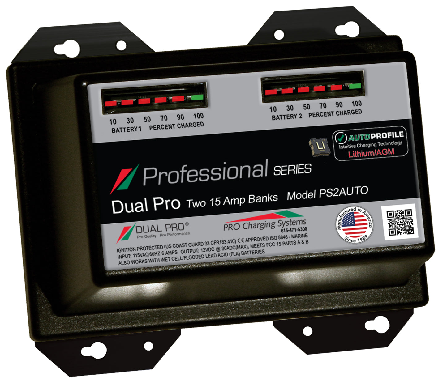 Dual Pro Ps2auto Battery Charger, Auto Profile 2 Bank 30 Amps